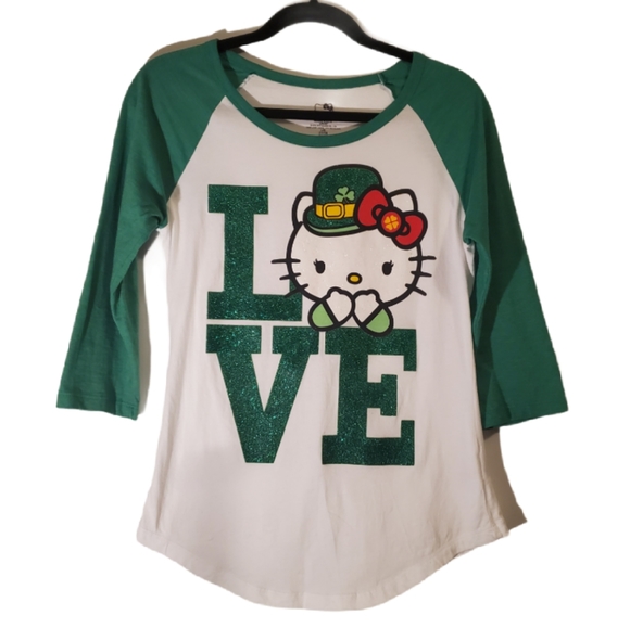 Hello Kitty Tops - 3x$20 ❤ Hello Kitty San Patrick's day Love tshirt